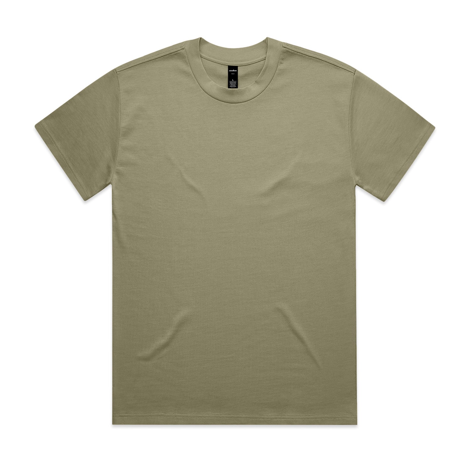 Plain olive green t-shirt on a white background